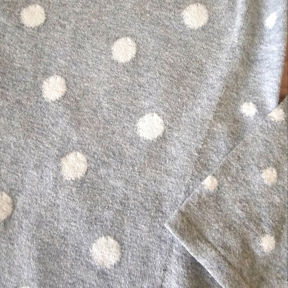 Gray Polka Dot Long Sleeve Sweater - Picture 3 of 4